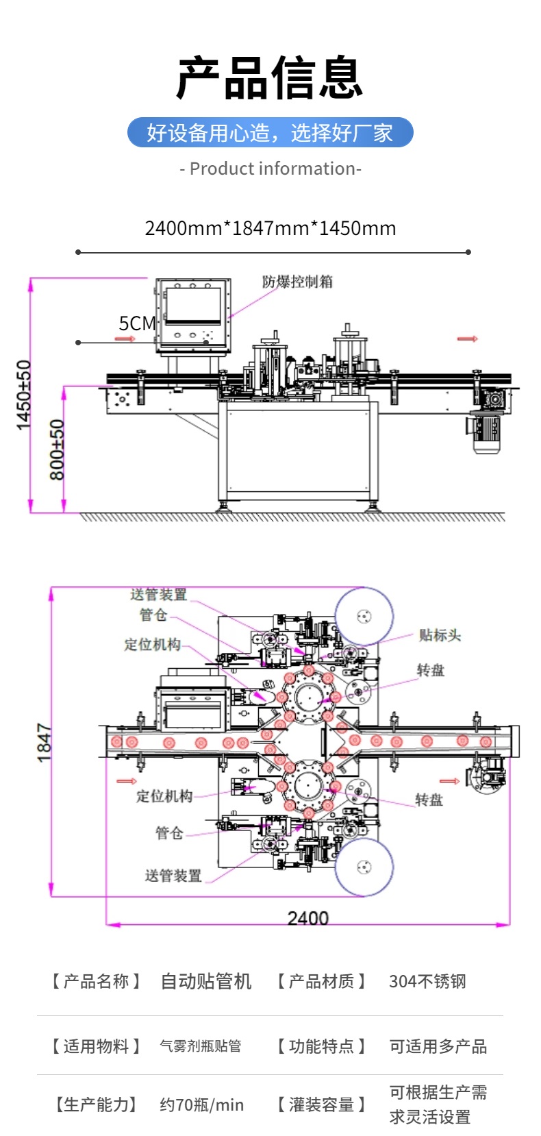 防爆双路贴管机、气雾剂小红管粘管机cad设计图